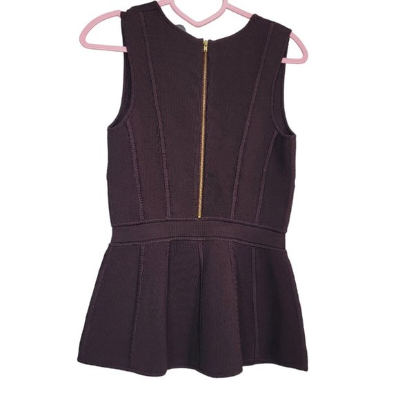 A.L.C. Bastien Burgundy Peplum Knit Top Zip Shape Corset Flare Slink Size XS - Picture 3 of 6